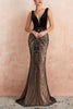 Load image into Gallery viewer, Black Mermaid Sequins Deep V-neck Prom Dress