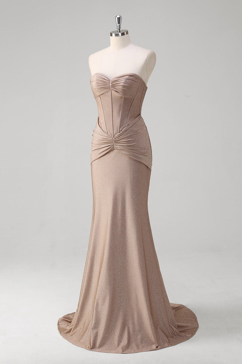 Khaki Leopard Mermaid Corset Long Ball Dress with Lace Up Back