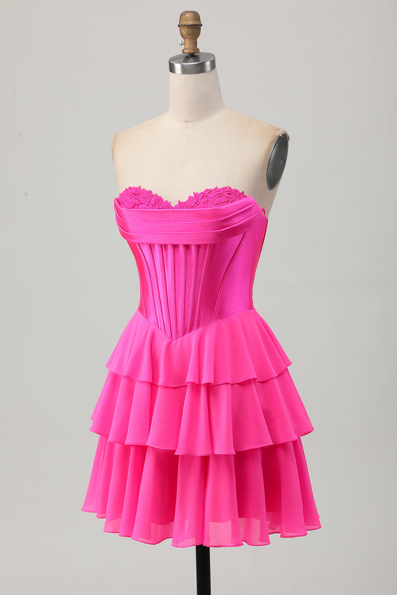 Jovani - 45286 - Floral Ruffle Strapless Cutout Bodice Dress - Madeline's Boutiq