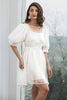 Load image into Gallery viewer, Tulle White Graduation Dress with Lace-up Back