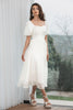 Load image into Gallery viewer, A Line White Graduation Dress with Puff Sleeves