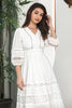 Load image into Gallery viewer, White 3/4 Sleeves Boho Modest Graduation Dress with Lace