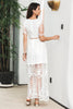 Load image into Gallery viewer, White Maxi Batwing Sleeves Graduation Dress with Lace
