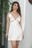 Load image into Gallery viewer, Spaghetti Straps White Graduation Dress with Flower