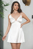 Load image into Gallery viewer, Spaghetti Straps White Graduation Dress with Flower