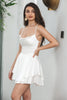 Load image into Gallery viewer, A Line Spaghetti Straps Lace-Up Back White Graduation Dress