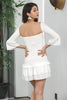 Load image into Gallery viewer, Bodycon Pleated Long Sleeves Short White Graduation Dresss