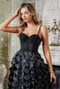 Load image into Gallery viewer, Black A-Line Spaghetti Straps Corset Cocktail Dress