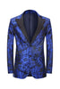 Load image into Gallery viewer, Peak Lapel Jacquard Royal Blue Single Breasted Men&#39;s Prom Blazer