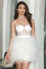 Load image into Gallery viewer, White A-Line Short Ruffled Graduation Dress with Lace