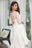 Load image into Gallery viewer, Simple White Lace Sleeves High Low Bateau Neck Graduation Dress