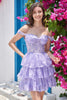 Load image into Gallery viewer, Cute A Line Off the Shoulder Pink Corset Graduation Dress with Lace