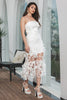 Load image into Gallery viewer, White Sheath Spaghetti Straps Long Graduation Dress with Flowers