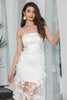 Load image into Gallery viewer, White Sheath Spaghetti Straps Long Graduation Dress with Flowers