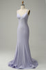 Load image into Gallery viewer, Mermaid Spaghetti Straps Lilac Long Prom Dress with Backless