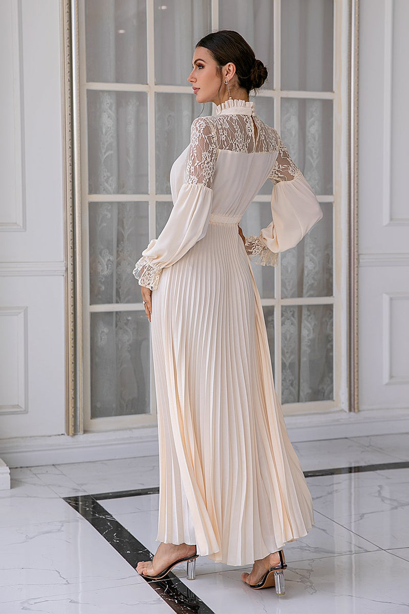 ZAPAKA Women Mother of Bride Dress Apricot Long Sleeves Lace Wedding Party  Dress – ZAPAKA UK