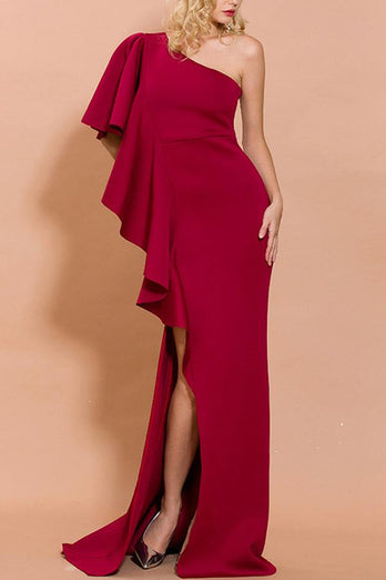 Amazing  One Shoulder Red Evening Party Dress