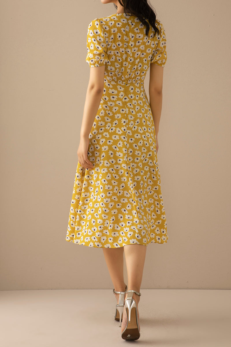 Load image into Gallery viewer, 1950s Green Print Dress