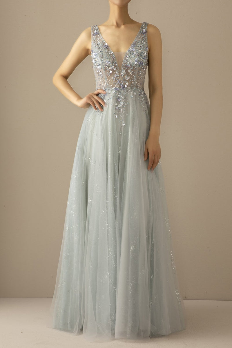 Grey blue hot sale formal dresses