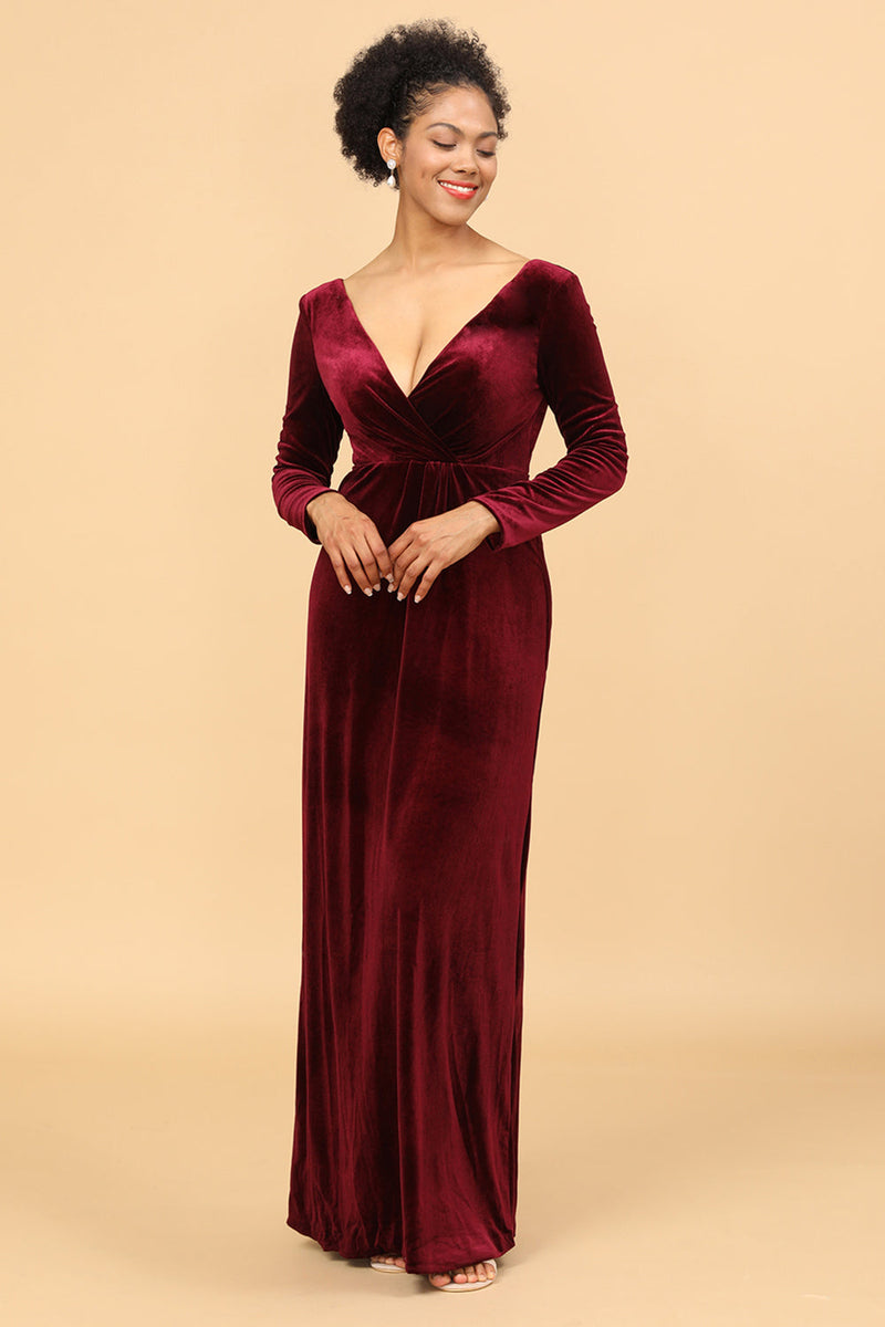 Long sleeve 2025 bridesmaid dresses burgundy