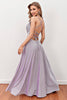 Load image into Gallery viewer, Lilac Deep V Neck Long Prom Dress with Cross Straps
