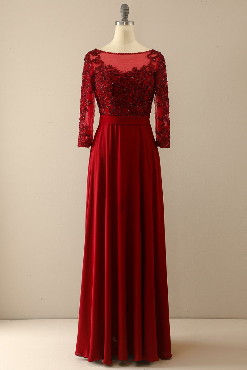 Long sleeve 2024 red bridesmaid dresses