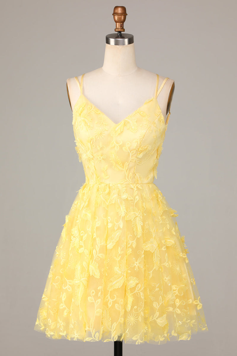 Short yellow homecoming dresses online