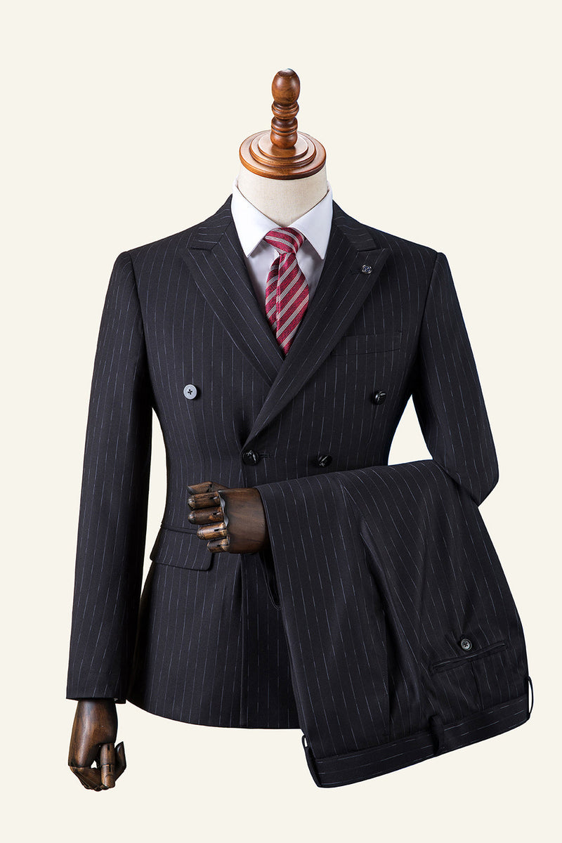 Mens striped clearance double breasted suit