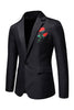 Load image into Gallery viewer, Black Notched Lapel Flower Men&#39;s Prom Blazer
