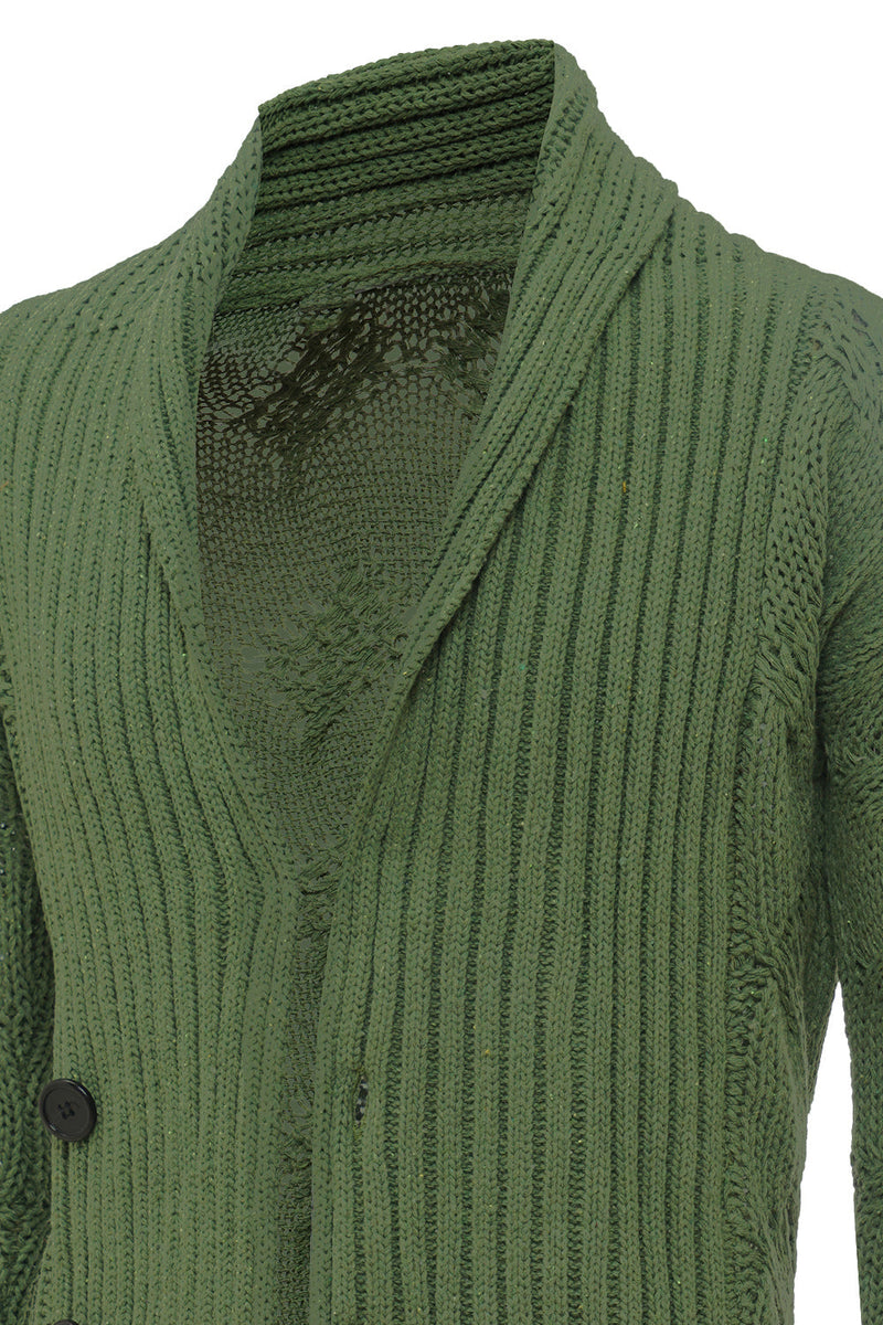 Load image into Gallery viewer, Green Shawl Collar Long Sleeves Men&#39;s Cardigan Sweater