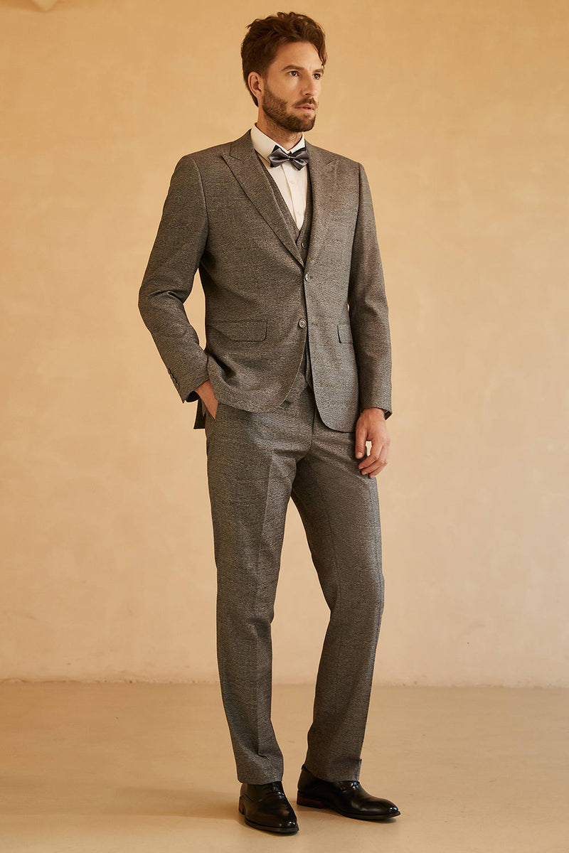 Mens grey 3 piece wedding outlet suits