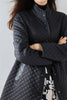 Load image into Gallery viewer, Black Button Lightweight Quilted Puffer Jacket