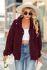 Load image into Gallery viewer, Burgundy Fleece Button Down Coat With Pockets