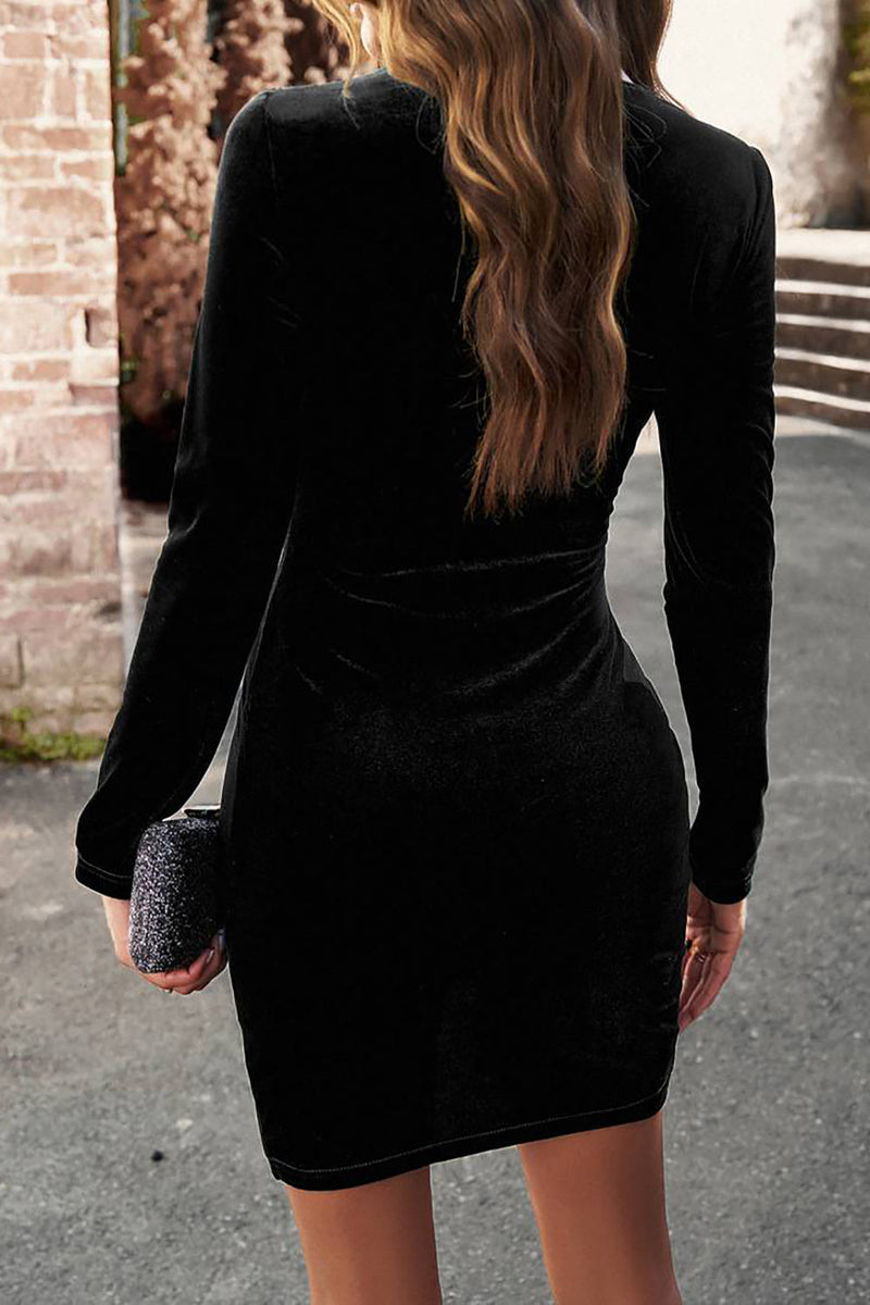 Long sleeve discount tight black dress