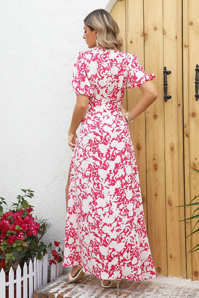 Red floral casual sales dress