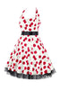 Load image into Gallery viewer, Hepburn Style Halter Tulle Black Printed 1950s Dress