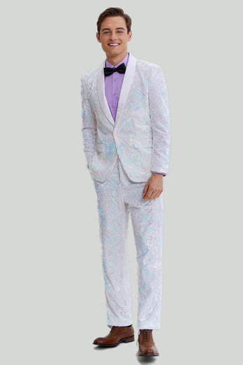 Men's Slim Fit 2 Piece Suit One Button Shawl Lapel Tuxedo for Prom