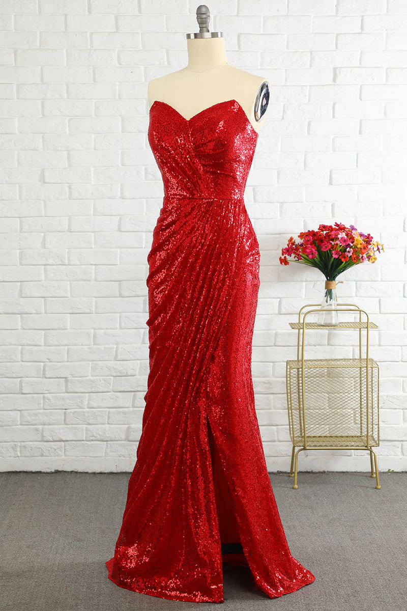 Red sequin hot sale sweetheart dress