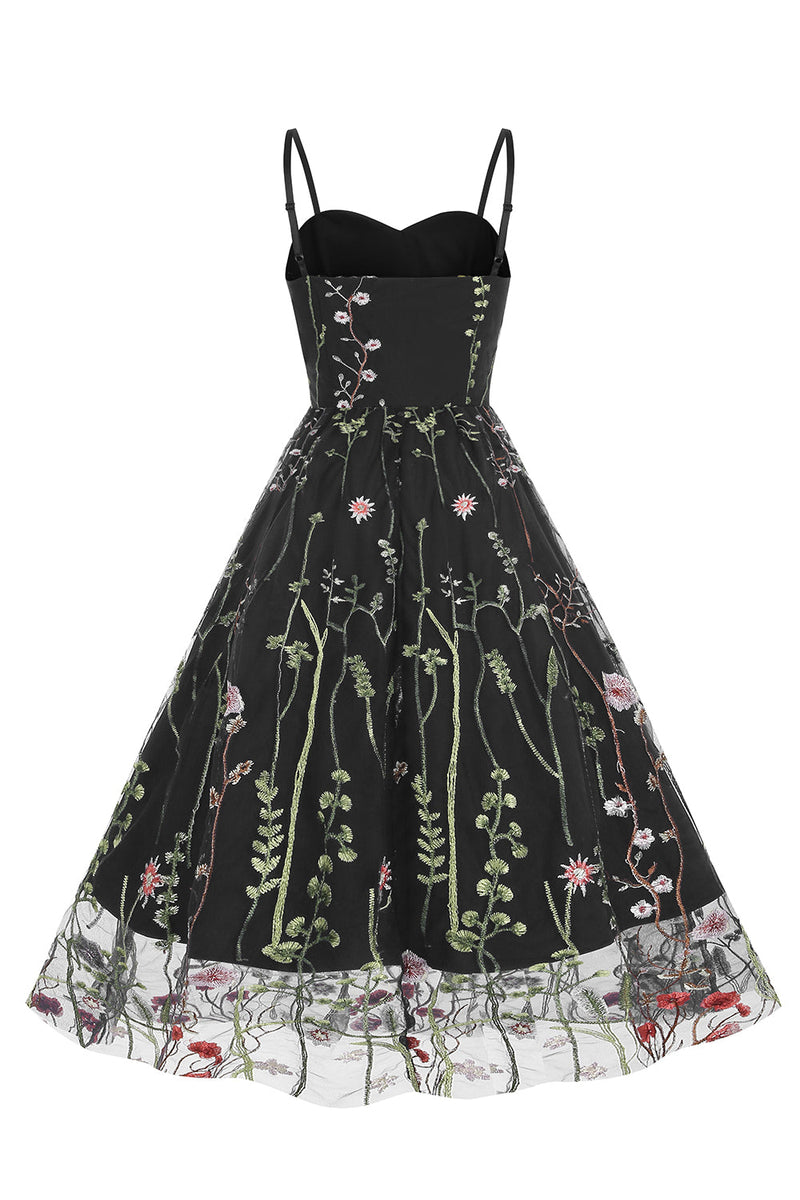 1950s floral hot sale embroidery dress