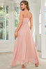 Load image into Gallery viewer, Apricot Chiffon Long Wedding Guest Dress with Slit