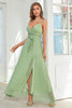 Load image into Gallery viewer, Apricot Chiffon Long Wedding Guest Dress with Slit