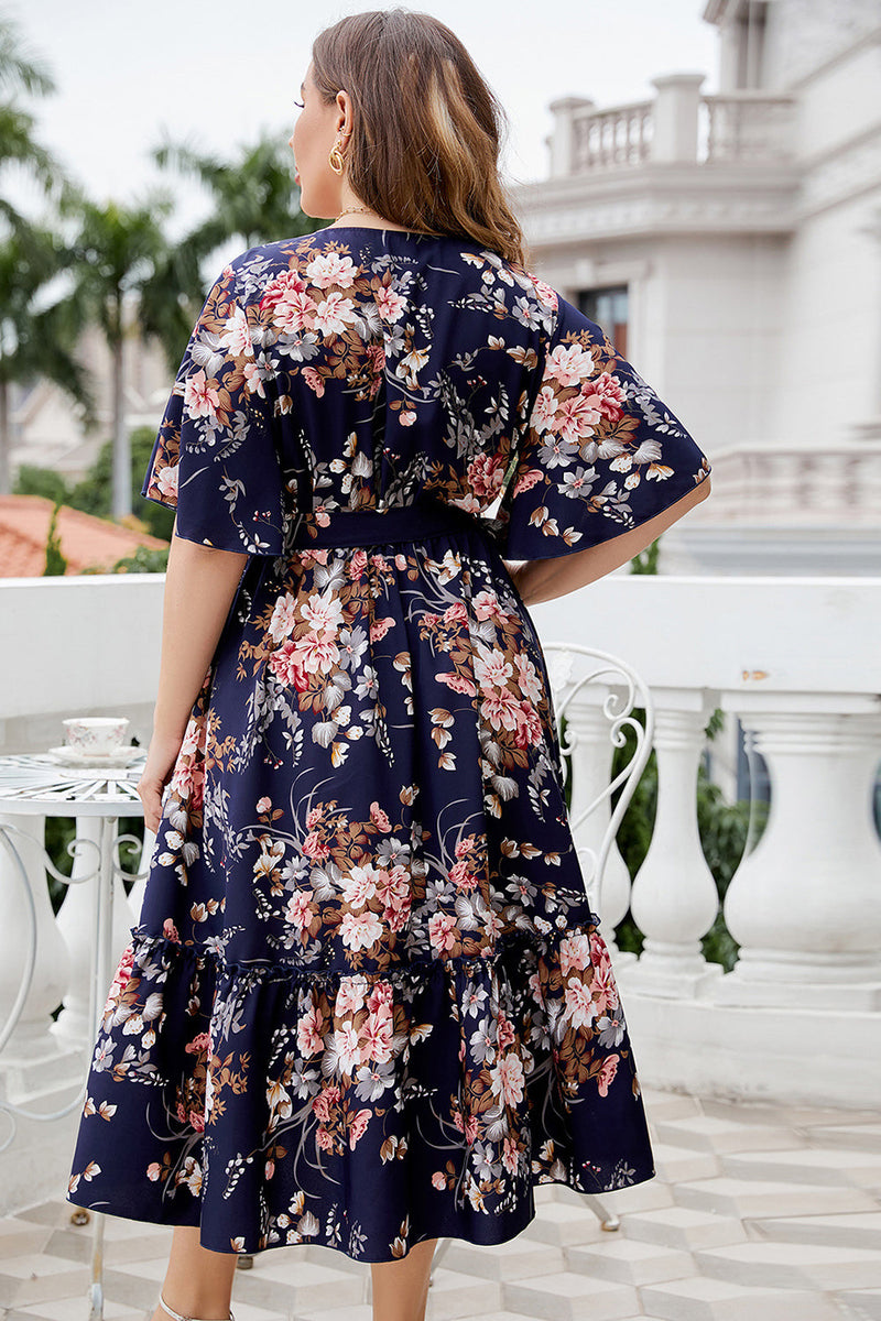 Long navy summer dress sale