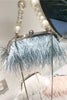 Load image into Gallery viewer, Blue Tassel Pearl Evening Party Clutch Bag with Feathers