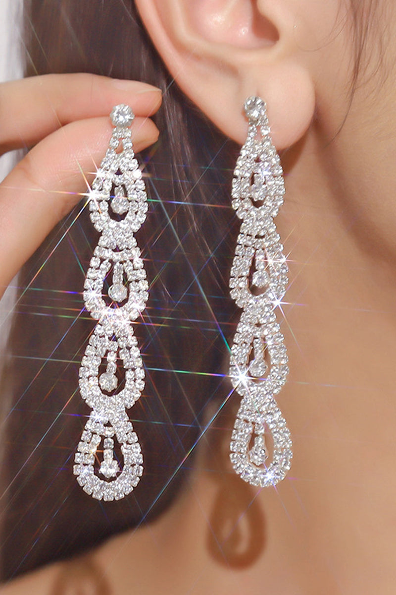 Dangling Earrings Long Silver Earrings For Prom Delicate Bridal