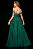 Load image into Gallery viewer, Dark Green A Line Tulle Off the Shoulder Prom Dress
