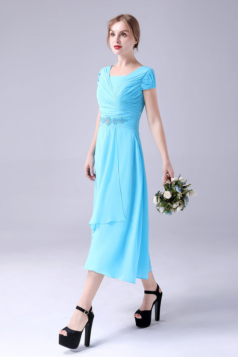 Sky blue knee deals length dress