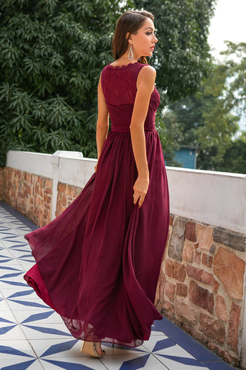 Burgundy Long Bridesmaid Dress