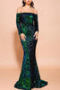 Load image into Gallery viewer, Green Mermaid Sequin Long Prom Dress with Sleeves