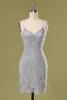 Load image into Gallery viewer, Grey Lace Bodycon Cocktail Dress