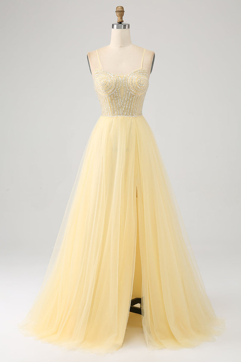 Light yellow outlet lace dress